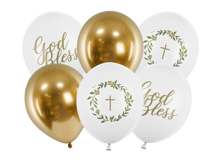 Balony lateksowe God Bless białe 30 cm 6 szt.