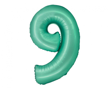 Balon foliowy Smart, Cyfra 9, miętowa matowa, 76 cm