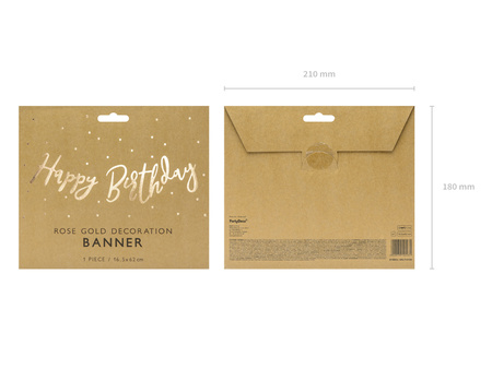 Baner Happy Birthday złoty 16,5 x 62 cm