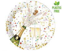 #PT23 Talerzyki papierowe Sparkling Celebration, next generation, 23cm, 8 szt. (plastic-free) (papier FSC)