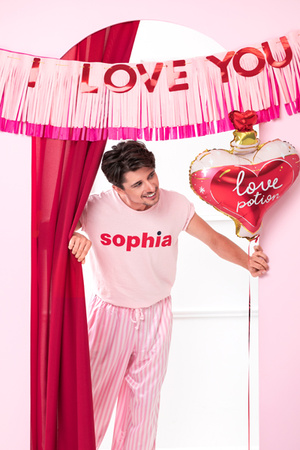 Baner Walentynki I Love You różowy 150 x 30 cm