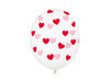 Balony lateksowe Serduszka czerwone przezroczysty 30 cm 6 szt. PartyDeco
