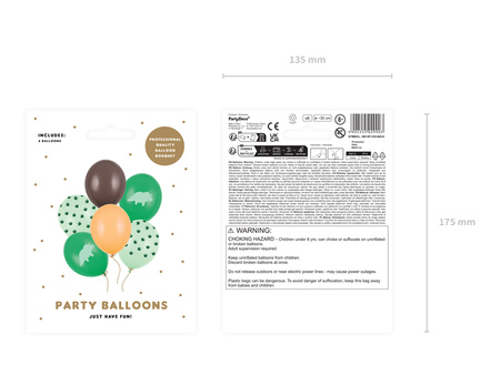 Balony 30 cm, Dinozaur, mix (1 op. / 6 szt.)