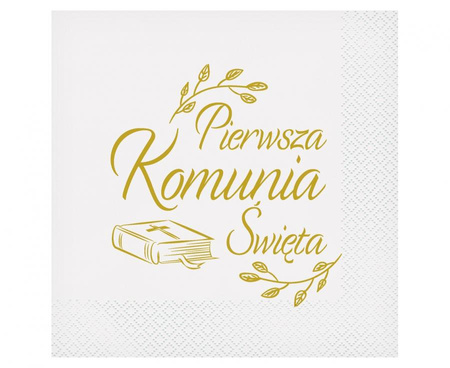 Serwetki Pierwsza Komunia Święta (biblia), certyfikat FSC, 33x33 cm/ 20 szt.