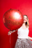 Balon foliowy pastylka Happy Birthday ciemny czerwony 35 x 35 cm