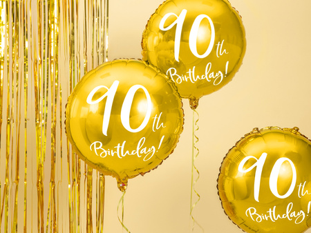 Balon foliowy 90 urodziny 90th Birthday złoty 45 cm
