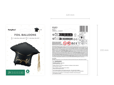 Balon foliowy Czapka "Congrats!", 60x55 cm, mix