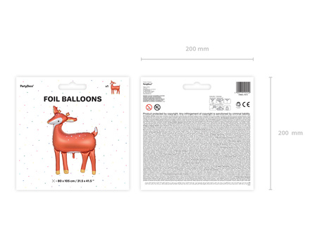 Bożonarodzeniowy balon foliowy w kształcie jelonka 80 x 105 cm