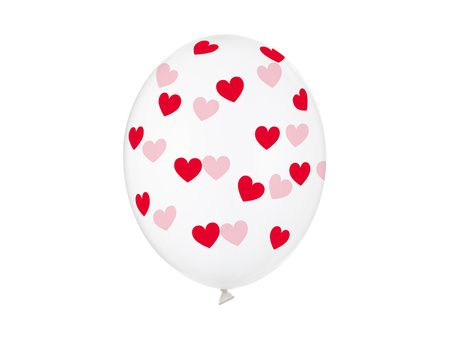 Balon lateksowy Walentynki serduszka czerwony przezroczysty 29 cm