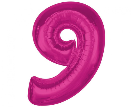 Balon foliowy Smart, cyfra 9, różowa, 92 cm