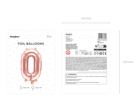 Balon foliowy Cyfra ''0'', 35cm, różowe złoto