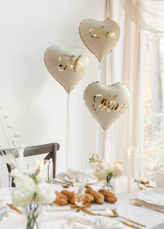 Balon foliowy Walentynki Serce Love kremowy 45 cm