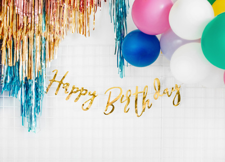 Baner Happy Birthday złoty 16,5 x 62 cm