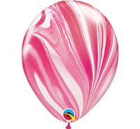 Balon QL 11", pastel agat czerwono- biały/ 25 szt.