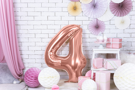 Balon foliowy Cyfra 4 różowe złoto 86 cm