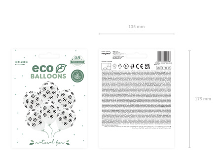 Balony Eco 33 cm pastelowe, Piłki, biały (1 op. / 6 szt.)