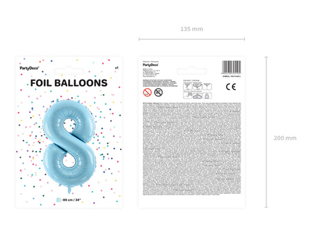 Balon foliowy Cyfra 8 jasnoniebieski 86 cm