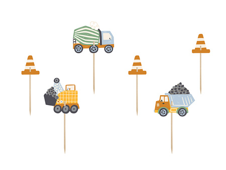 Dekoracje do muffinek Pojazdy budowlane 4-7 cm 6 szt.