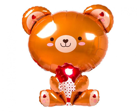 Balon foliowy Miś z różą brązowy 51 x 48 cm Godan