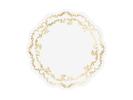 Podkładki pod talerze Ornament śr. 35 złoty biały 5 cm 6 szt.