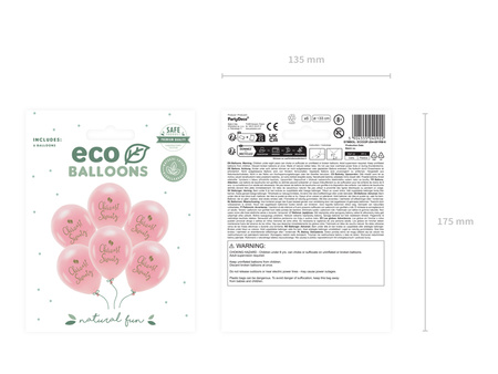 Balony Eco 33 cm,  Chrzest Święty, rumiany różowy (1 op. / 6 szt.)