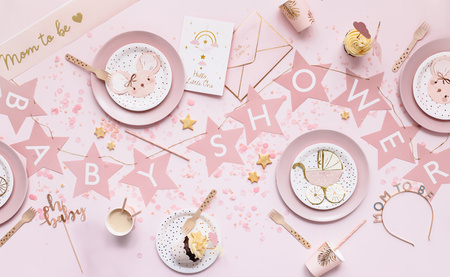 Baner Baby shower, 290x16.5 cm, jasny różowy