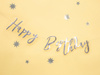 Baner Happy Birthday, srebrny, 16,5x62cm