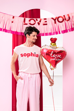Baner Walentynki I Love You różowy 150 x 30 cm