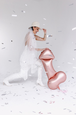 Balon foliowy Penis, 55.5x112 cm, różowe złoto