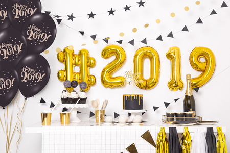 Topper na tort Sylwester Happy New Year złoty 24 cm