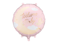 Balon foliowy Powitanie dziecka pastylka Welcome Baby jasnoróżowy 35 x 35 cm