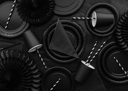 Talerzyki papierowe, czarny, 23cm (1 op. / 6 szt.)