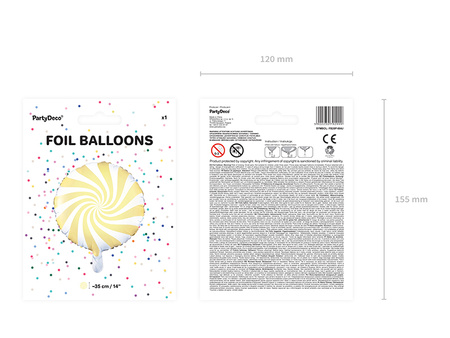 Balon foliowy Cukierek jasnożółty 35 cm