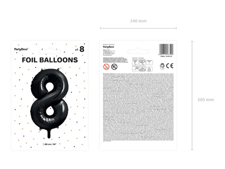 Balon foliowy Cyfra 8 czarny 86 cm