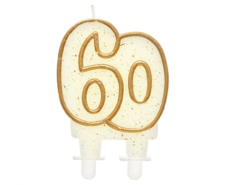 Świeczka B&C cyferka "60", złoty kontur