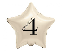 Balon foliowy 4 urodziny Happy 4 Birthday Gwiazda kremowy 45 cm