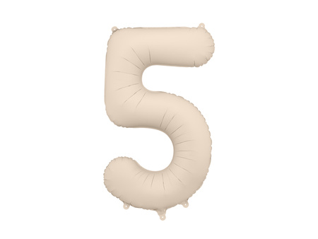 Balon foliowy Cyfra 5 jasny beż 86 cm