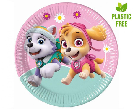 #PT23 Talerzyki papierowe Paw Patrol Skye & Everest (Nickelodeon), next generation, 23cm, 8 szt. (plastic-free)