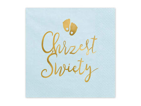 Serwetki Chrzest Święty, 33x33 cm, jasny niebieski (1 op. / 12 szt.)