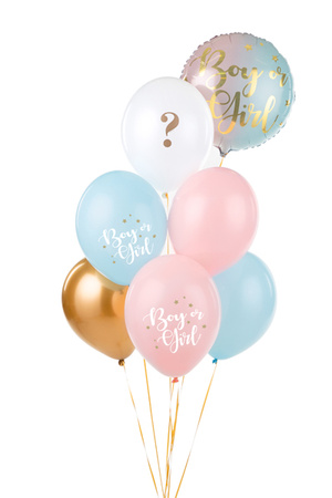 Balony lateksowe Gender Reveal Boy or Girl mix 30 cm 6 szt.