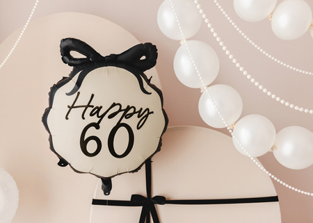 Balon foliowy pastylka Happy ''60'', 47,5x45 cm, mix