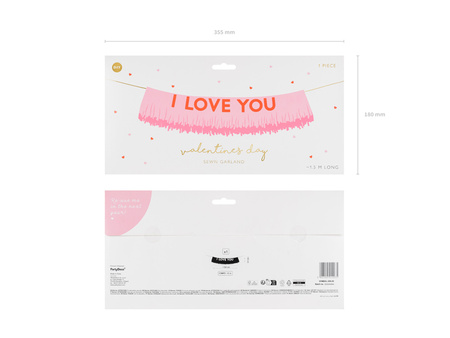 Baner I Love You, 150x30 cm, mix