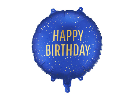 Balon foliowy pastylka Happy Birthday granat 35 x 35 cm