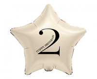 Balon foliowy 2 urodziny Happy 2 Birthday Gwiazda kremowy 45 cm