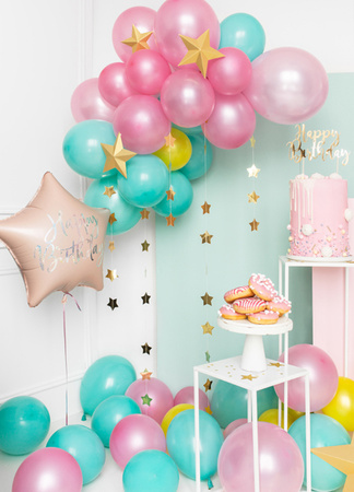 Balon foliowy Happy Birthday jasny pudrowy róż 40 cm