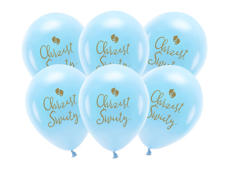 Balony Eco 33 cm, Chrzest Święty, błękit (1 op. / 6 szt.)