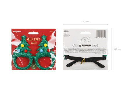 Okulary imprezowe świąteczne z motywem choinek na Boże Narodzenie