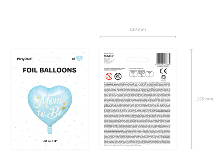 Balon foliowy Baby Shower Mom to Be niebieski 35 cm