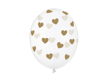Balony lateksowe Serduszka Crystal przezroczyste 30 cm 6 szt.