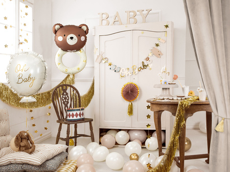 Balon foliowy Baby Shower Grzechotka miś brązowy 61 x 88 cm